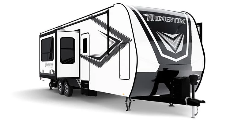 vue latérale avant d'un roulotte Grand Design Momentum 21G