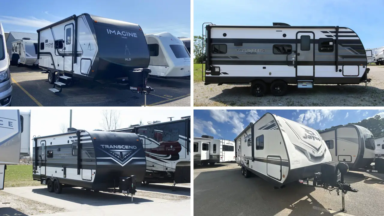 quatre roulottes de marques diverses