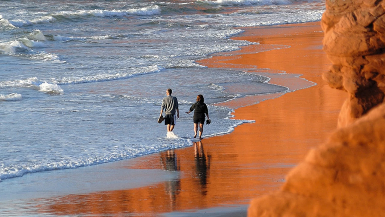 couple qui marche sur les plages de la dune du sud