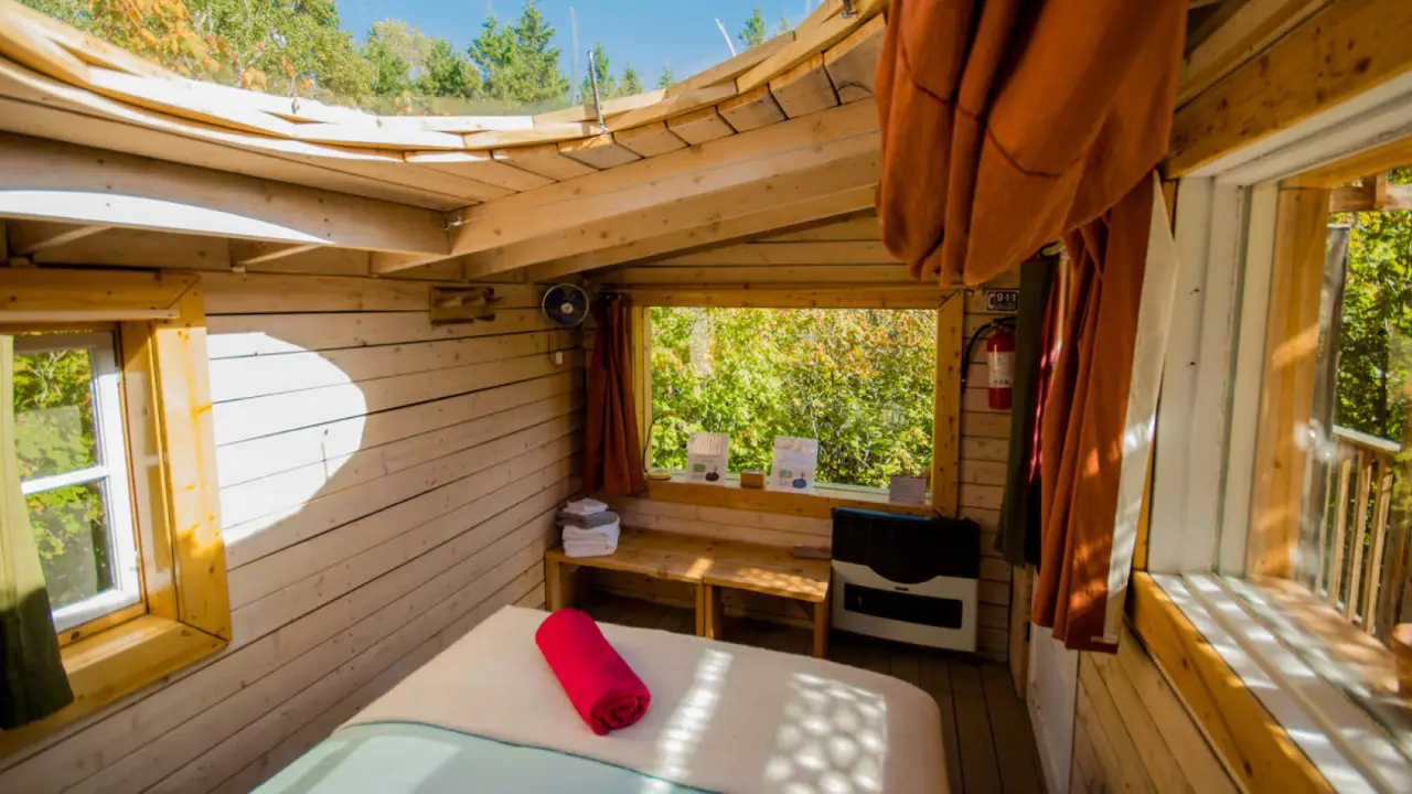 petit chalet en bois comfortable en forêt