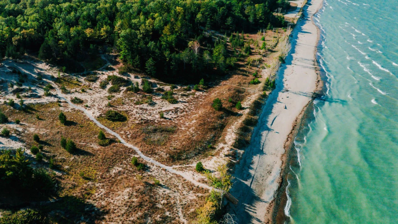 vue aérienne du parc provincial Pinery