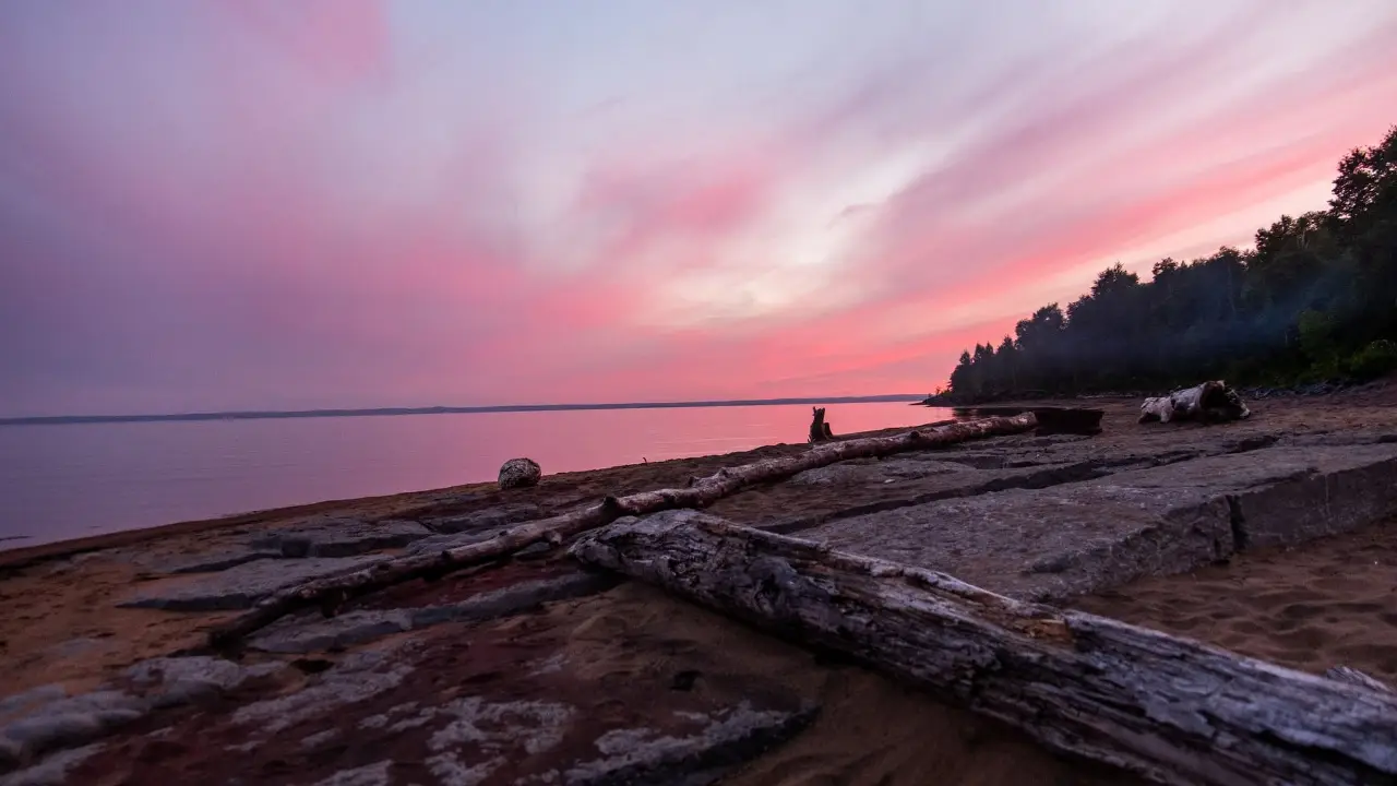 plage du parc national de la Pointe-Taillon au coucher de soleil