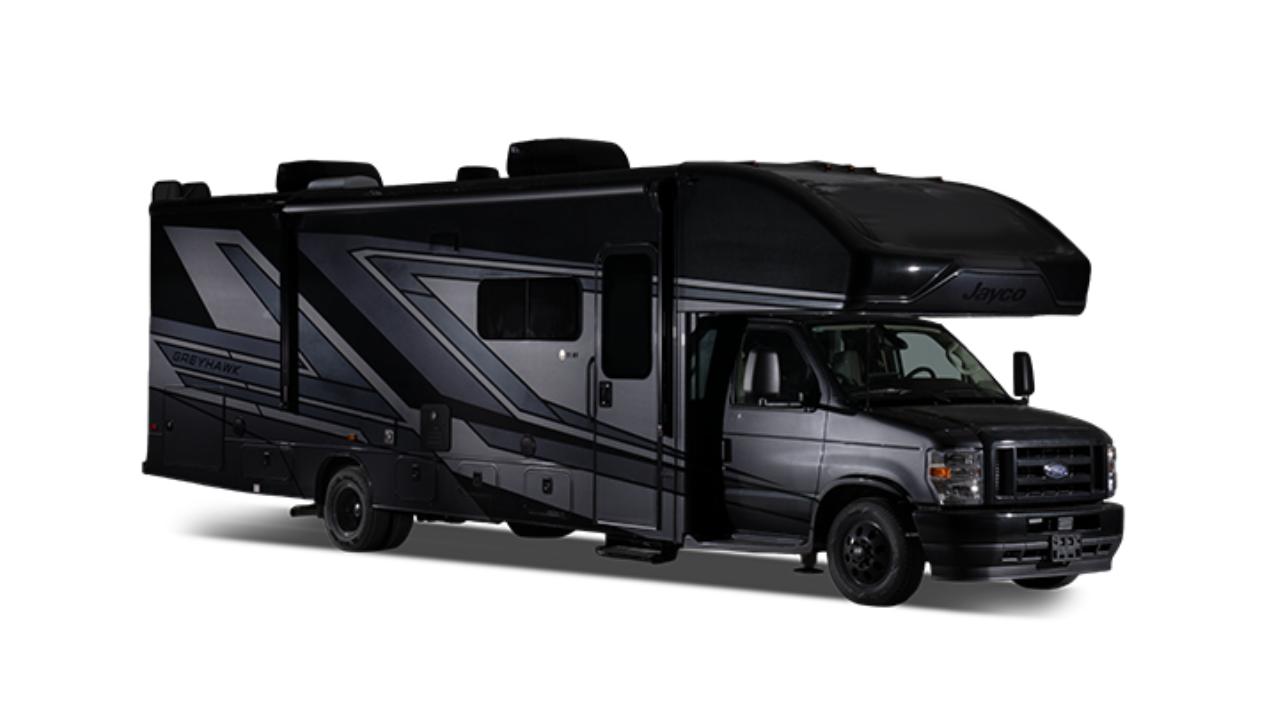 vue latérale avant d'un Greyhawk 30Z de Jayco