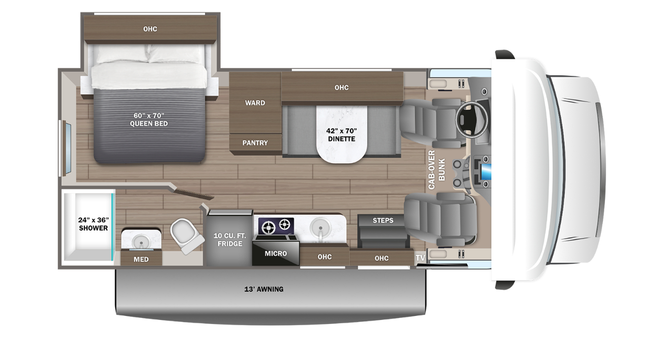 vue de l'intérieur d'un Redhawk SE 22CF de Jayco
