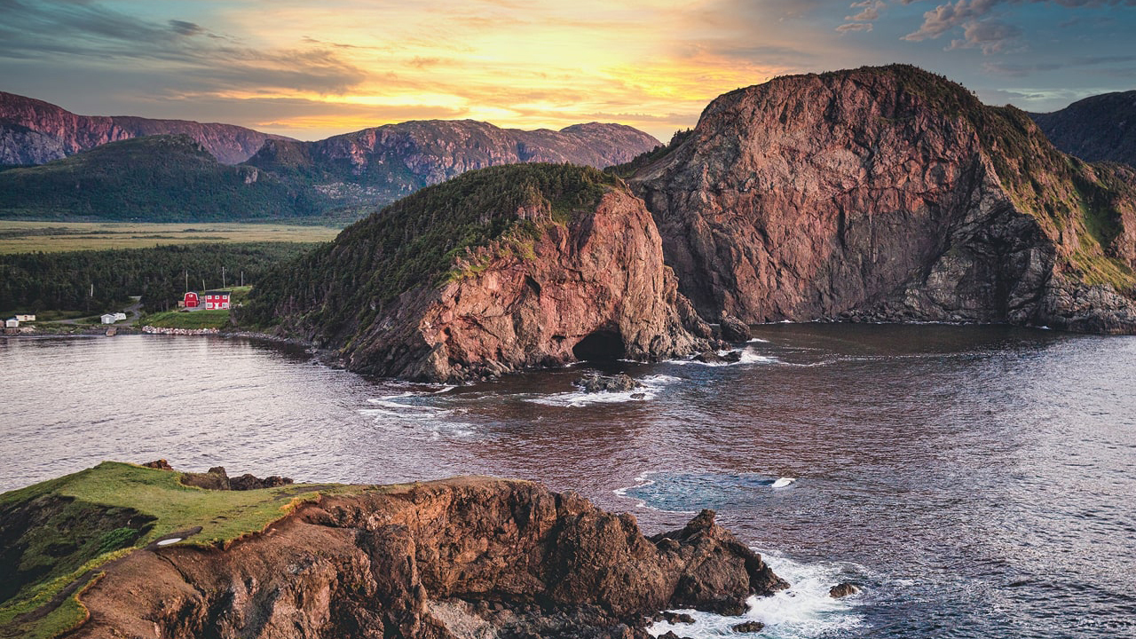 Vue d'un paysage à Terre-Neuve et sur l’océan Atlantique